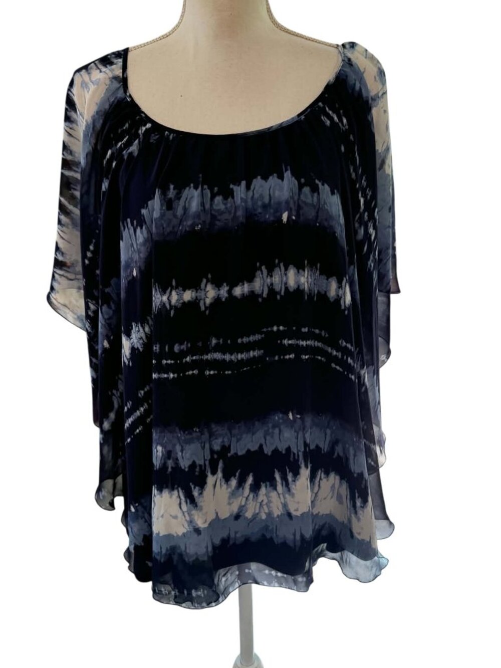 Est. 1946 by Cato V-Neck Tie-Dye Dolman Poncho Blouse.